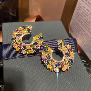 Pendientes de tuerca ovalados de doble capa en forma de C para mujer, para uso diario y de noche - Product Image 3