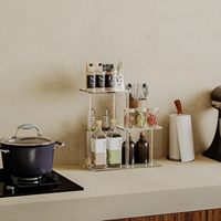 Étagère de rangement de bureau transparente à 3 niveaux en acrylique détachable, style moderne et minimaliste, pour salon/chambre, organisateur de bureau, table d'appoint/à thé