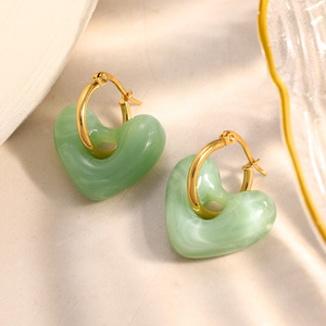 Pendientes Colgantes en Forma de Corazón, Chapados en Oro de 18k, Acero Inoxidable, Regalo de San Valentín, Joyería de Moda EH12223 - Product Image 4