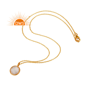 Fabricant de colliers de pierres précieuses en quartz rose Plaqué or 14 carats Collier pendentif en argent sterling 925 Bijoux Collection vintage - Product Image 1