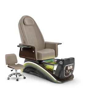 Cadeira de spa moderna para salão de beleza, cadeira de massagem elétrica com luzes LED para cuidados com os pés, pedicure e massagem com bomba de descarga
