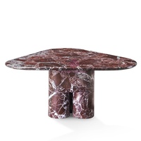 Table basse de luxe en marbre Rosso Levanto Bureau de thé en pierre de forme triangulaire pour le hall d'hôtel et la réception
