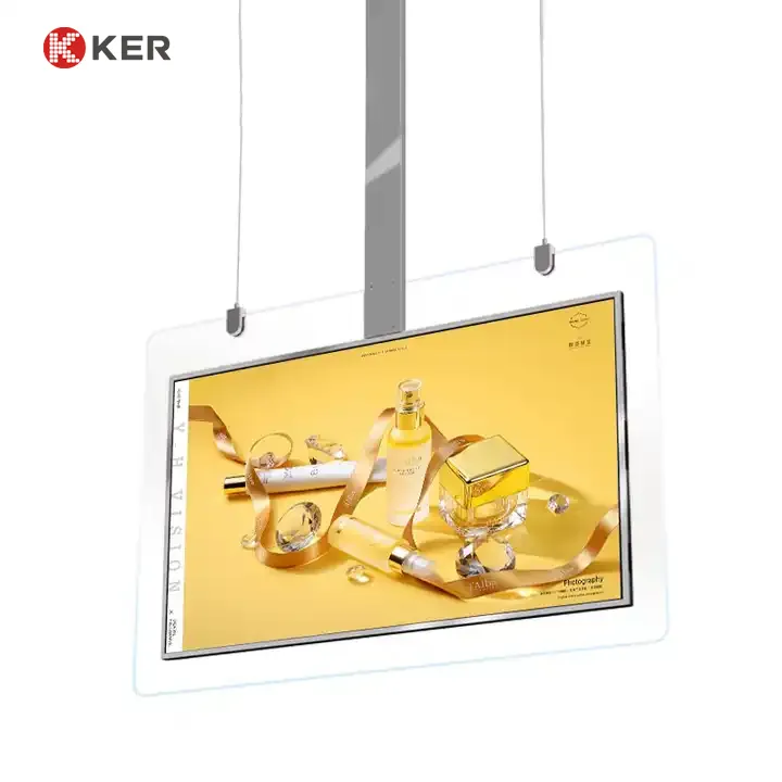 New Arrival treo 43 inch double side OLED kỹ thuật số biển hiển thị LCD trong suốt Máy nghe nhạc quảng cáo kiosk màn hình