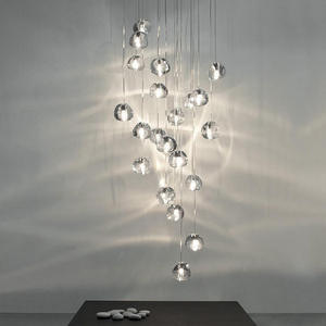 Lámpara Colgante de Lujo con Múltiples Luces LED, Esfera Espiral de Cristal, Burbujas Largas, para Escaleras y Techos - Product Image 2