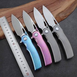 Hongrui S35V hoja de acero aleación de titanio caza al aire libre <span class=keywords><strong>cuchillo</strong></span> de bolsillo plegable de alta calidad DIY con soporte de personalización OEM - Product Image 5