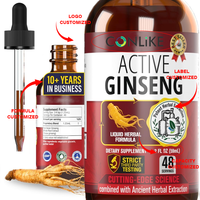 Gouttes liquides orales d'extrait de ginseng rouge actif avec logo personnalisé pour l'énergie et le renforcement du système immunitaire des hommes adultes