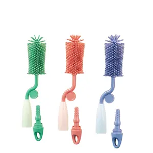 Vente en gros en stock brosse à <span class=keywords><strong>biberon</strong></span> brosse à <span class=keywords><strong>tétine</strong></span> 360 rotation 2-en-1 brosse de nettoyage en silicone pour biberons - Product Image 1