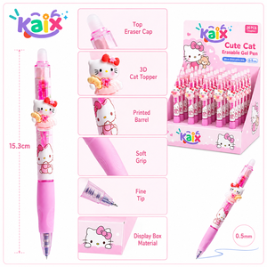 Stylo gel effaçable à la chaleur KAIX Cute Cat, logo personnalisé en gros, encre bleue 0,5 mm, ensembles <span class=keywords><strong>de</strong></span> stylos gel à friction pour la prise <span class=keywords><strong>de</strong></span> notes en classe - Product Image 2