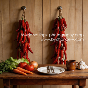 Guirlande tressée durable de piments rouges artificiels pour l'installation en musée culinaire, centre d'apprentissage agricole, exposition pratique et décoration - Product Image 6