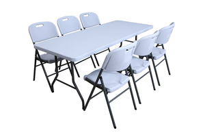Table pliante d'extérieur carrée de 6 pieds, table de fête, table pliante en plastique, vente chaude - Product Image 4