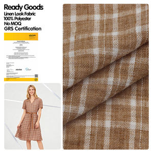 Готовая ткань 150 г/м² под креп-лен, 100% полиэстер, окрашенная в массе, с эффектом сминания, тканая в клетку, для весенней одежды - Product Image 1