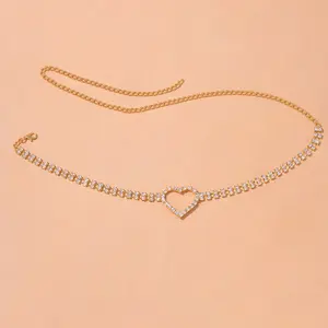 ROMANTIC Gold Silver Plated Full Rhinestone Bling Crystal Charm Heart Sexy Body Jewelry Crystal Heart Leg Chain