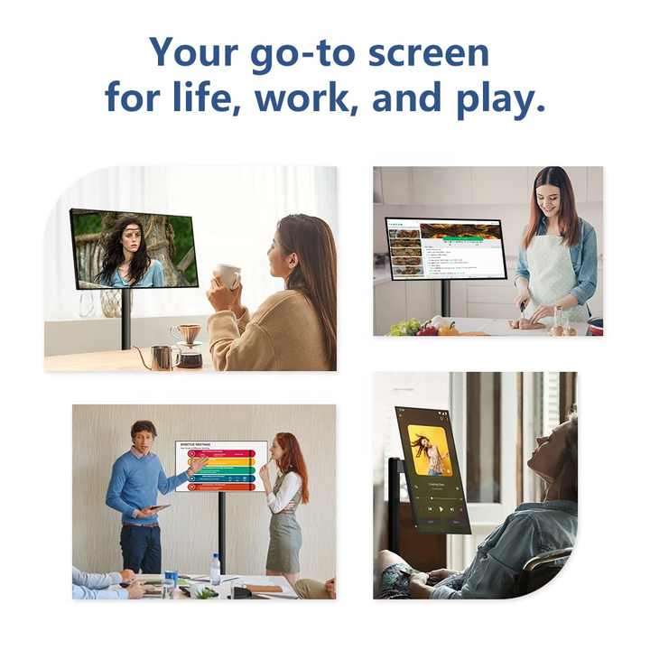 Black 21.5 Inch 4GB+64GB Smart Display Battery-Power Android Portable TV In-cell Touch Screen Gym Gaming Live Room