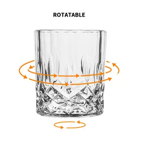 Top Selling Sellers Free Sample Wholesale Crystal Rotating Spinning Thick Bottom Whiskey Whisky Glass Cup Glasses Set