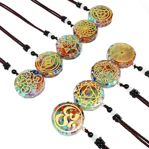 Collier avec pendentif en Orgonite de 7 Chakras, pendentif énergétique en cristal de Protection EMF, pierre d'orgonite, accessoire de guérison et de Protection, Reiki