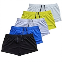 Shorts de sport en coton à cordon de serrage pour hommes Muscle Alive pour la salle de sport et l'entraînement de musculation, lot de 5 pièces - Noir/Bleu/Gris/Jaune/Blanc