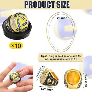 Highergo 1 PC Champion MVP Trophy Rings Crystal Rhinestone Baseball/<span class=keywords><strong>Soccer</strong></span>/Basketball/Volleyball/Football Display Stand Necklace - Product Image 2