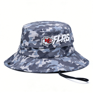 Chapeau Bob Tactique en Toile Camouflage avec Broderie 3D, Chapeau de Pêche et d'Extérieur, Casquette Pare-Soleil avec Sangle Coupe-Vent - Product Image 3