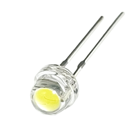 Diodes LED 5mm F5 20000mcd Super Lumineuses 6500K Blanc Froid en Forme de Chapeau de Paille, 0.75W, Broches Courtes, Lentille Transparente, 3V