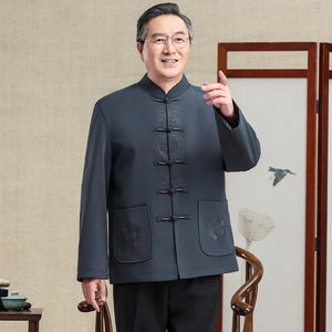 Vêtements traditionnels chinois pour hommes, costume Tang, Hanfu, veste classique pour papa, grand-père, veste de tous les jours, festival, style rétro confortable - Product Image 4