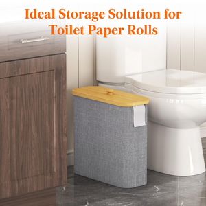 <b>Large</b> Capacity Folding for up to 12 Mega Rolls Bathroom Toilet Paper <b>Storage</b> Organizer <b>Basket</b> With Bamboo Lid - Product Image 3
