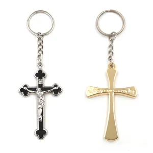 Custom metal souvenir cross key ring key chain crucifix christian cross religious keychain