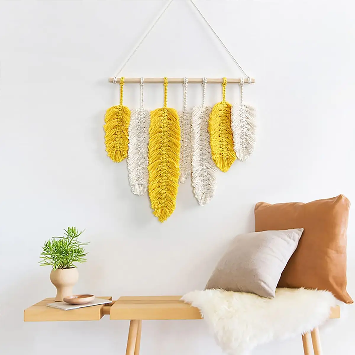 Nordic Boho Tassel Chic Living Room Bedroom Kids Boy Girl Room Wall Hanging Leaf Tapestry Decoration