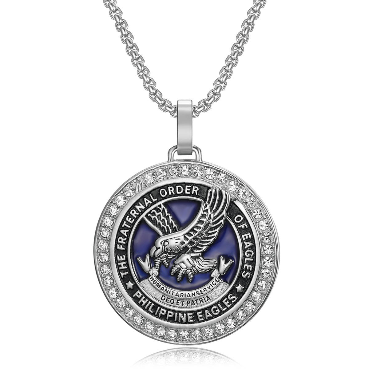 จี้เดี่ยวสีเงินสีน้ำเงินไม่มีโซ่