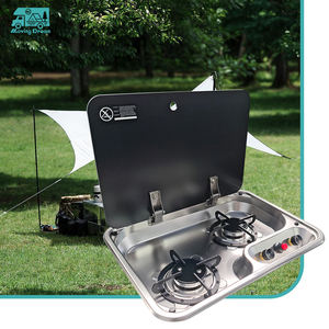 JDA из нержавеющей стали RV варочная газовая плита со встроенными 2 горелками и стеклянным покрытием Camper Motorhome варочная панель для RV кемпинга - Product Image 5