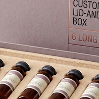 Boîte rigide personnalisée rose avec couvercle et base pour flacons de peptides (6 flacons), en carton, avec éponge, logo estampé à chaud, impression offset