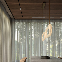 Luminaire suspendu moderne en albâtre naturel de forme oblongue, avec finitions en laiton de luxe, lampe LED pour salle à manger