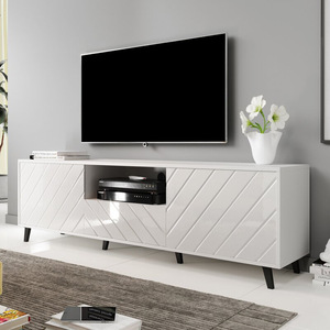 Meuble <span class=keywords><strong>TV</strong></span> LED noir et blanc pour e-commerce transfrontalier, design simple, finition brillante, luxe discret, minimaliste, multifonction USB pour salon - Product Image 1