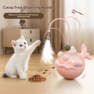 Jouet interactif pour chat d'intérieur avec distributeur de friandises, baguette à plumes et jouet à l'herbe à chat pour le jeu et la stimulation mentale - Product Image 2
