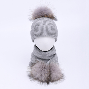 Precioso gorro de lana de Cachemira para niños con bufanda, pompón de piel extraíble, conjunto de gorro y bufanda para niños, conjunto de bufanda y gorro para niños - Product Image 6