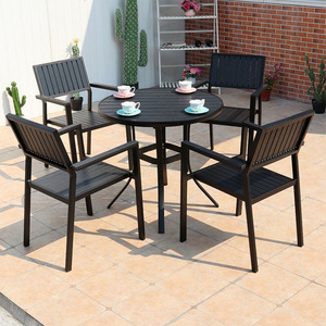 Ensemble complet de salle à manger pour patio et <span class=keywords><strong>terrasse</strong></span>, table et chaises d'extérieur avec parasol cantilever pour jardin domestique - Product Image 5
