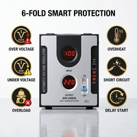 Regulador de Voltaje Automático de Calidad Industrial 500VA-5000VA con Pantalla Dual y Enchufe Universal para Refrigerador, PC, con Certificación CE