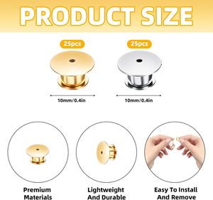 Cierres de seguridad para broches de esmalte, broches de solapa, botones de solapa, para manualidades DIY, en oro y plata - Product Image 2