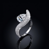 Bague pour femme en argent S925, moissanite GRA couleur D taille poire, testée positivement, 3 carats, ensemble de bagues goutte d'eau pour alliance en moissanite