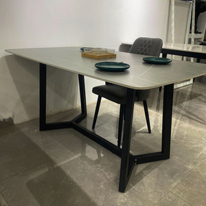 Hanyee moderno di lusso di marmo italiano tavolo <span class=keywords><strong>da</strong></span> <span class=keywords><strong>pranzo</strong></span> rettangolare in acciaio al carbonio gambe per la casa cucina <span class=keywords><strong>soggiorno</strong></span> uso camera - Product Image 2