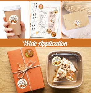 Round Paper Adhesive <b>Stickers</b> Thank You Labels For Gift Box Coffee Cup Food Container Eco-Friendly Craft Use - Product Image 4