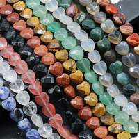 Perles de pierre naturelle en cristal facetté en forme de cœur de 10 mm, pierres précieuses de chakra lâches et roulées, percées pour la guérison par les cristaux