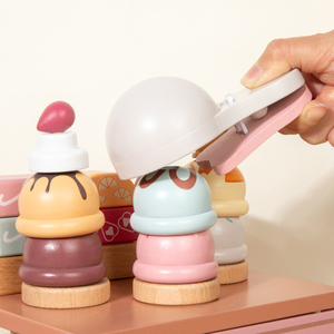 Camion <span class=keywords><strong>de</strong></span> glaces en bois écologique pour enfants, jouets Montessori <span class=keywords><strong>de</strong></span> tri et d'empilage, friandises pour tout-petits, jeu d'imitation préscolaire mini - Product Image 6