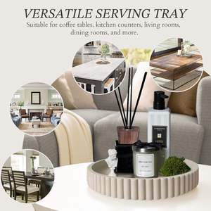 Plateau rond en béton de 13 pouces, centre de table décoratif gris moderne, plateau de service pour la maison, le salon, le bureau. - Product Image 6