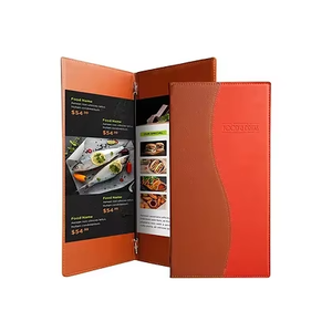 ปกเมนู PU สีน้ำตาล ขนาด A4 ปกเมนูแบบกึ่งแข็ง พร้อมสายรัดยางยืด ปกเมนูหนังเทียม สำหรับร้านอาหาร โรงแรม - Product Image 1