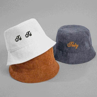 Sombreros de Pescador de Lona 100% Algodón, Reversibles, de Color Puro, Personalizables al por Mayor, con Bordado 3D, Protección Solar, Unisex, Casuales para Exteriores