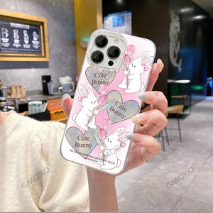 <span class=keywords><strong>Coque</strong></span> Niche Ins Tulip Rabbit Feather Yarn pour iPhone 16 Pro Max, <span class=keywords><strong>Coque</strong></span> <span class=keywords><strong>Rigide</strong></span> PC Laser pour iPhone 17/15, Antichoc, Motif Cœur - Product Image 5