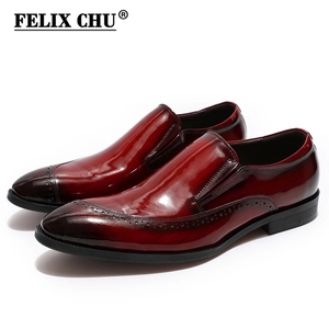 <span class=keywords><strong>Zapatos</strong></span> de <span class=keywords><strong>charol</strong></span> de cuero genuino para <span class=keywords><strong>hombre</strong></span>, calzado de vestir, para boda, fiesta, oficina, sin cordones, rojo, negro, marrón - Product Image 2