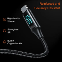 Kabel Data pengisi daya 100w kabel Tipe c ke Tipe c, kabel pengisian daya Cepat Pd panjang OEM dengan kabel tampilan Digital Led