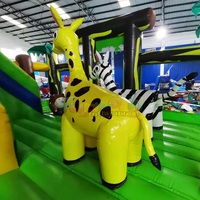 Château Gonflable Commercial pour Enfants, Toboggan Gonflable Extérieur en PVC de Qualité Professionnelle, Combo Jungle, Capacité 300KG