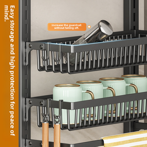 Meilleure vente étagère à épices de cuisine suspendue au mur multicouche en métal sur la porte organisateur de garde-manger étagère de rangement avec paniers en filet - Product Image 5